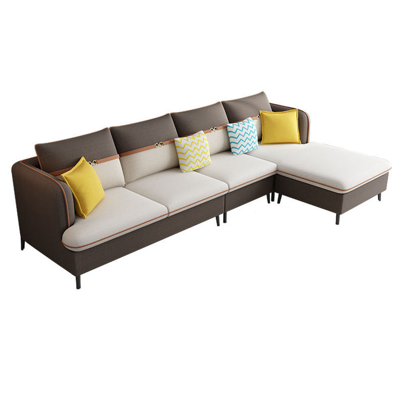 Square Arm Pillow Back Sectional Ottoman Included 4-seat Sectional Sofa
