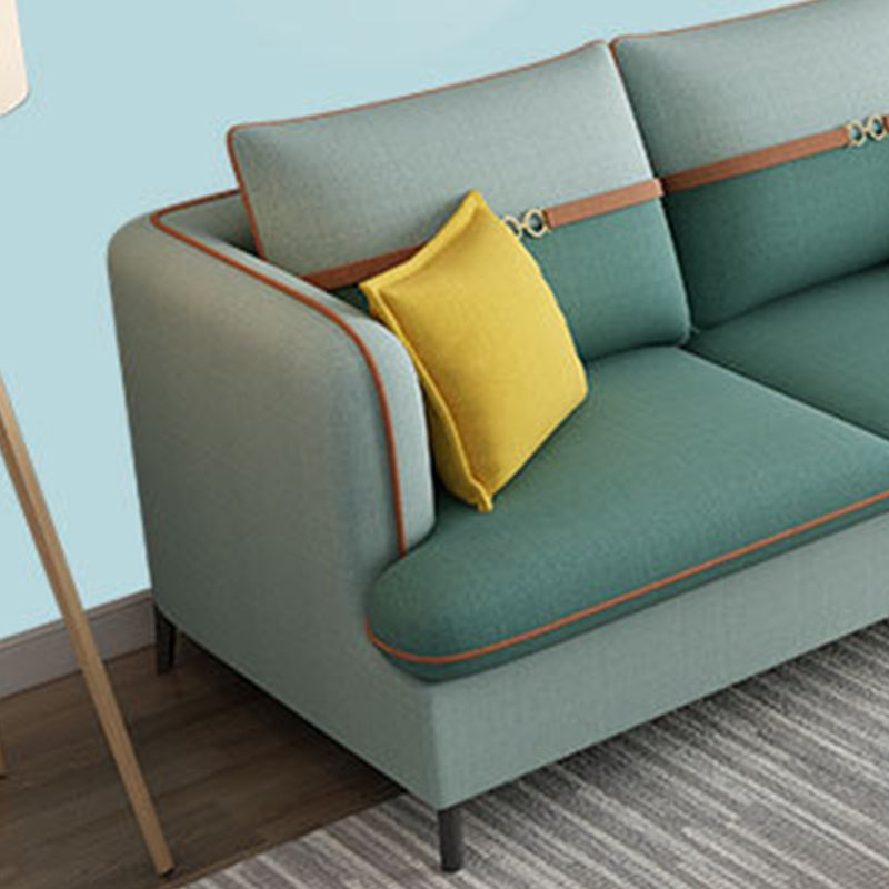 Square Arm Pillow Back Sectional Ottoman Included 4-seat Sectional Sofa