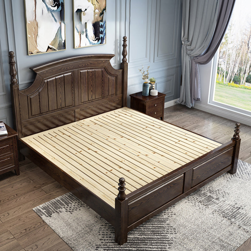 Victorian Ash Four Poster Bed Solid Color Walnut Poster Bed with Headboard