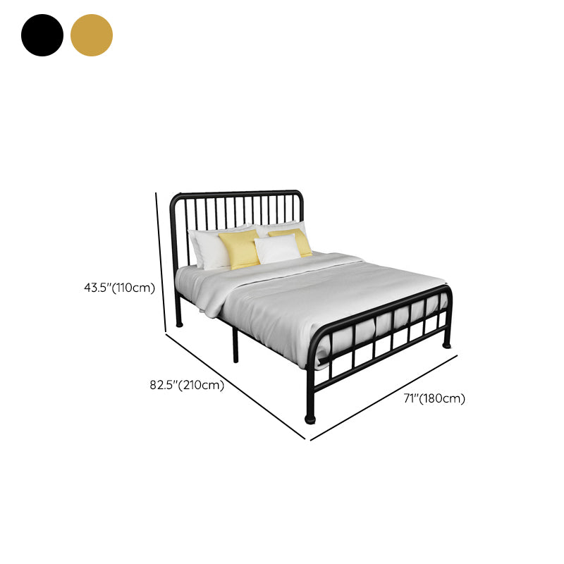 Metal Standard Bed Open-Frame Headboard Bed with Custom Legs