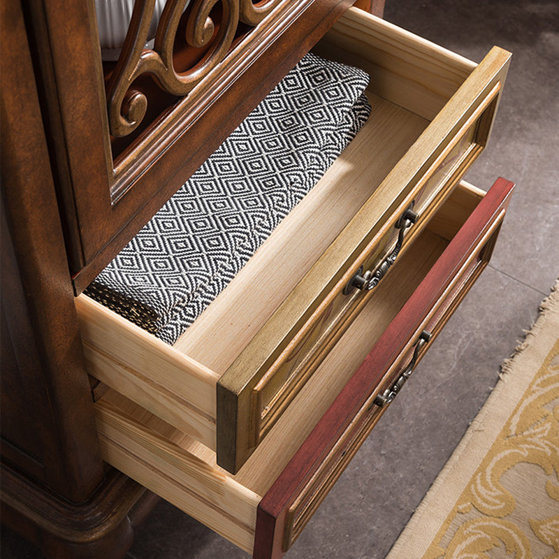 47. 2" Tall Distressed Wood Side Cabinet 2 - Drawer 1 - Door Storage Cabinet