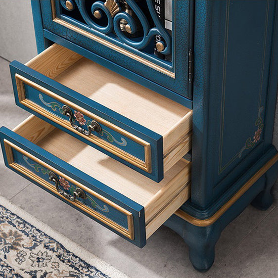 47. 2" Tall Distressed Wood Side Cabinet 2 - Drawer 1 - Door Storage Cabinet