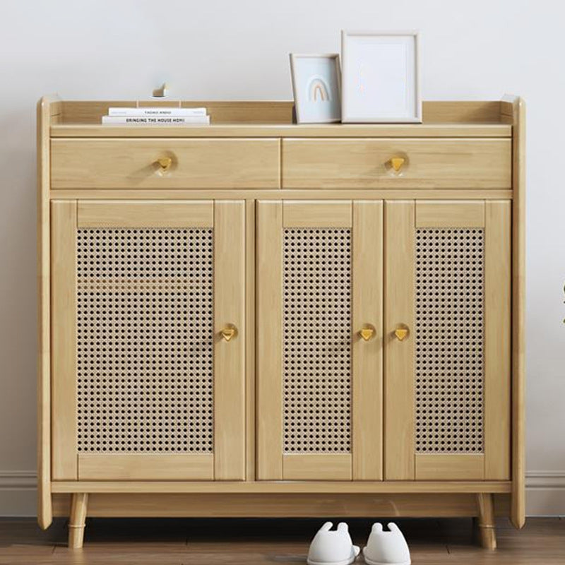 2 - Drawer and 2-Door Cabinet 42.5" Tall Rattan Storage Cabinet