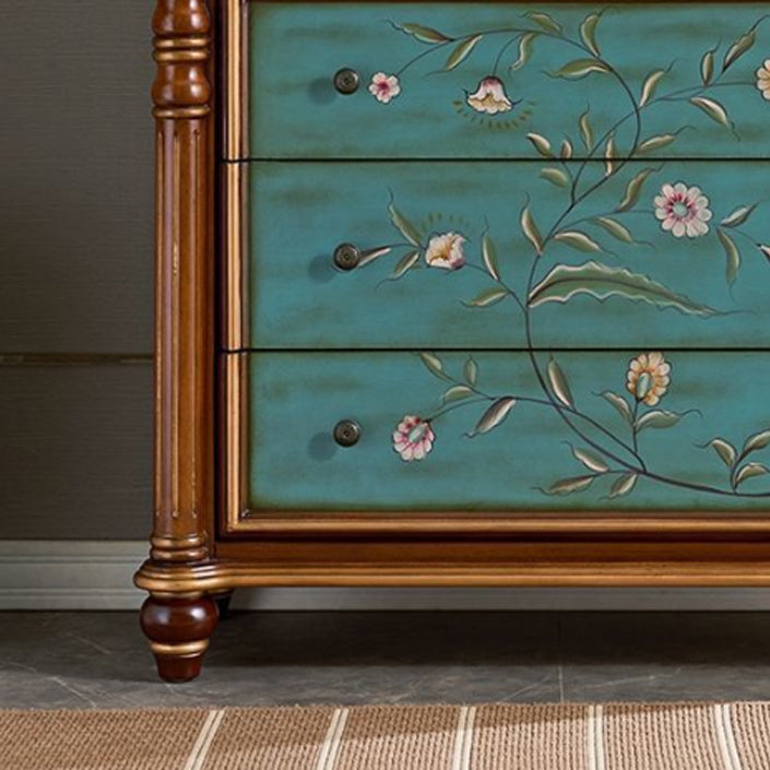 Distressed Wood Accent Chest 32.8" Tall 3 Drawers Side Cabinet