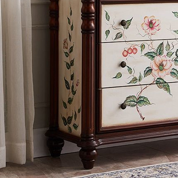 Distressed Wood Accent Chest 32.8" Tall 3 Drawers Side Cabinet