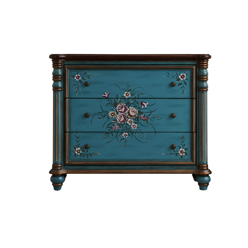 Distressed Wood Accent Chest 32.8" Tall 3 Drawers Side Cabinet