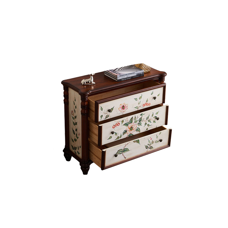 Distressed Wood Accent Chest 32.8" Tall 3 Drawers Side Cabinet