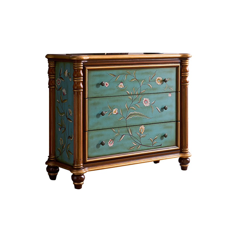 Distressed Wood Accent Chest 32.8" Tall 3 Drawers Side Cabinet