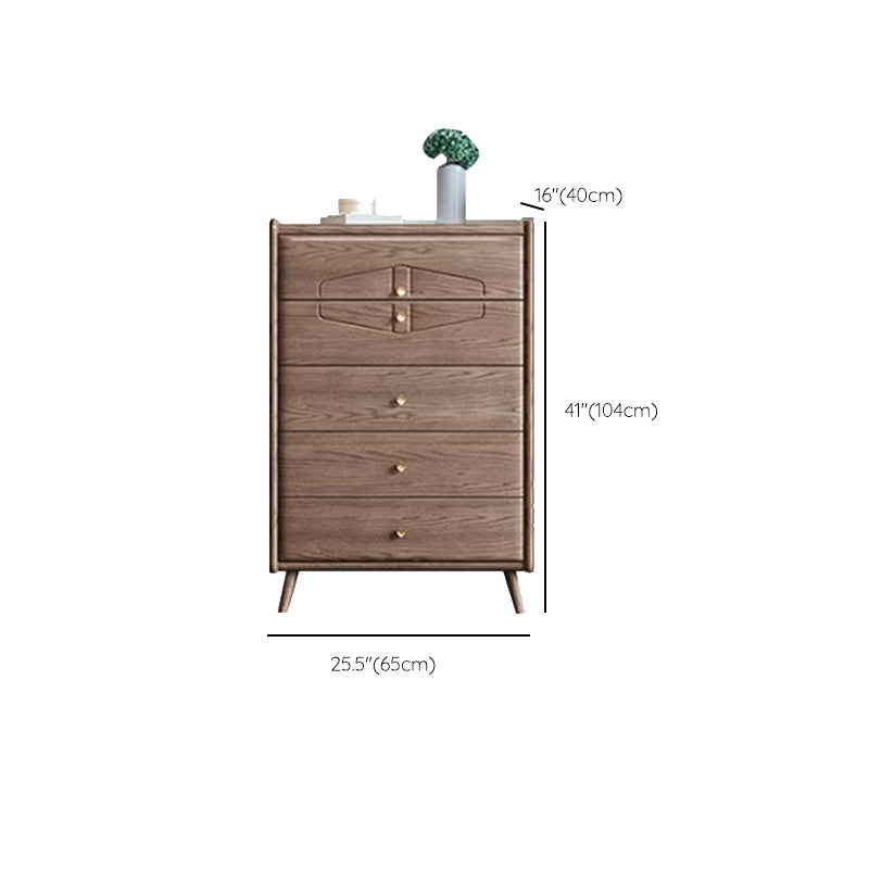 Mid Century Modern Brown Accent Chest 25.4" W Wood Chest with Drawers