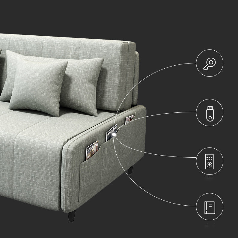 Linen Sleeper Sofa 39.37" Wide Blue Foldable Armless Sofa Bed