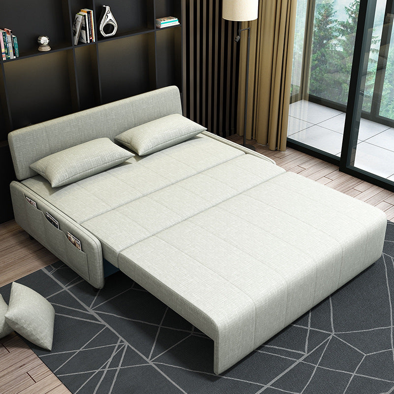 Linen Sleeper Sofa 39.37" Wide Blue Foldable Armless Sofa Bed