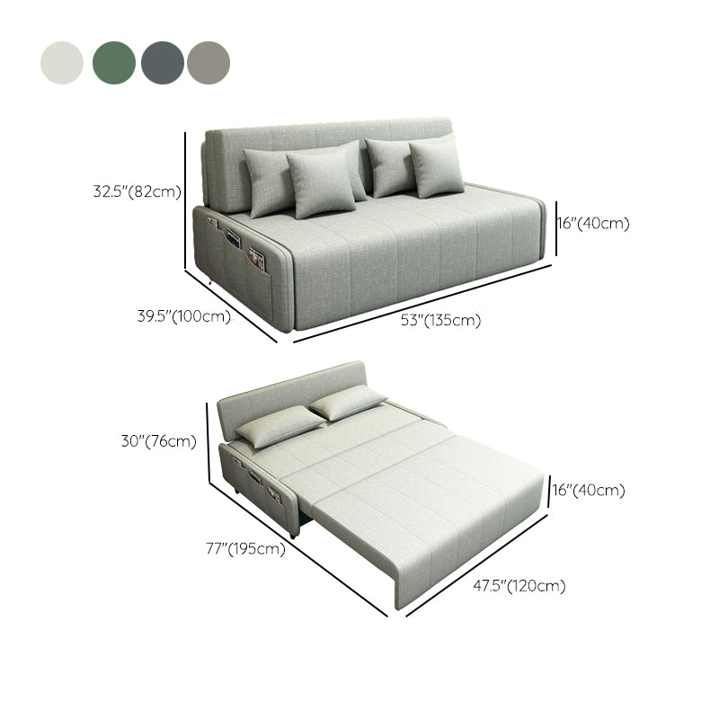 Linen Sleeper Sofa 39.37" Wide Blue Foldable Armless Sofa Bed