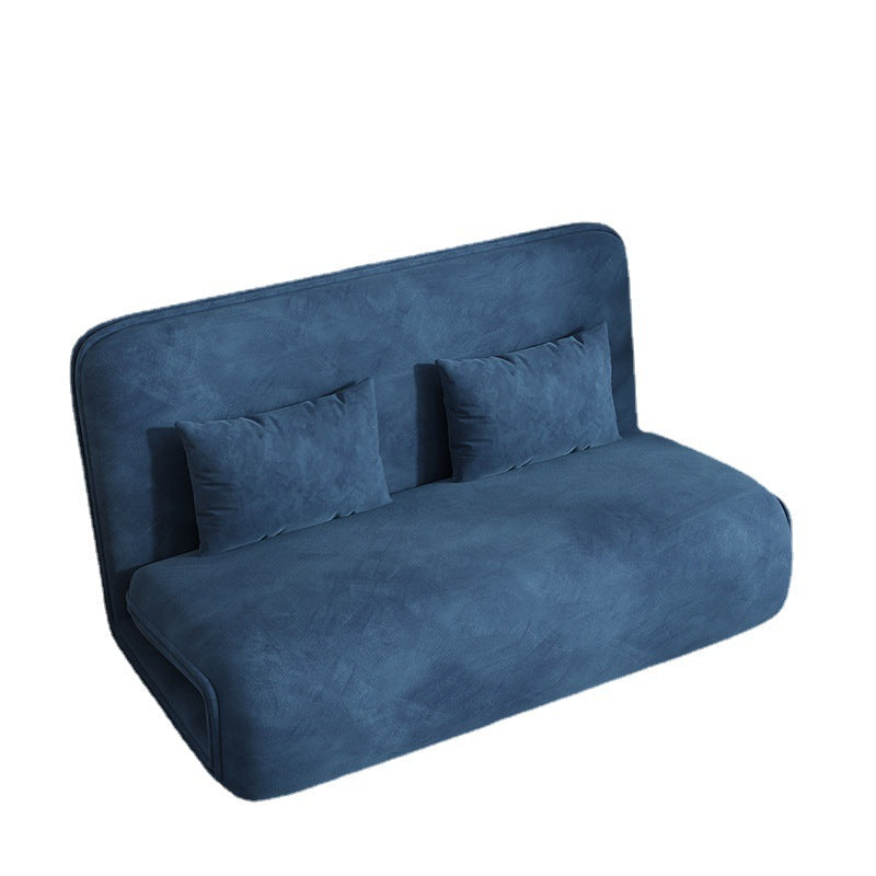 Velvet Sleeper Sofa 25.59" Wide Blue Foldable Armless Sofa Bed