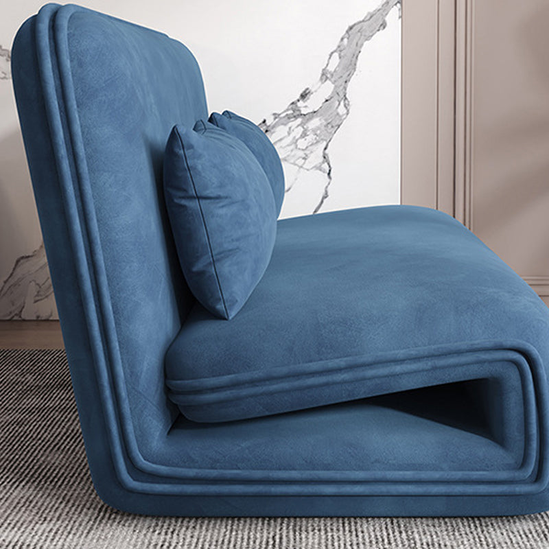 Velvet Sleeper Sofa 25.59" Wide Blue Foldable Armless Sofa Bed