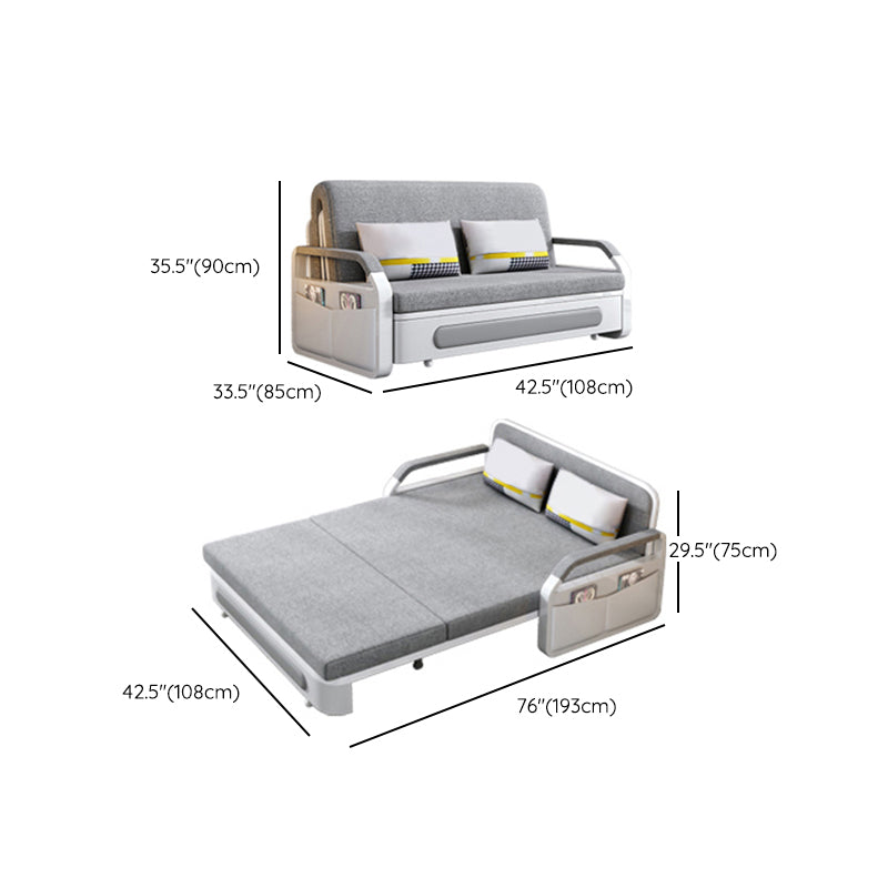 33.46" Wide Sleeper Sofa Light Gray Linen Sofa Bed with Storage