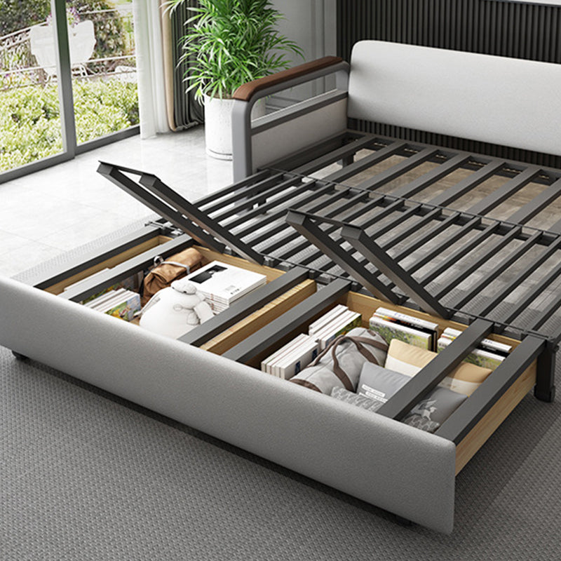 Light Gray Sleeper Sofa Faux leather Sofa Bed with Detachable Mattress