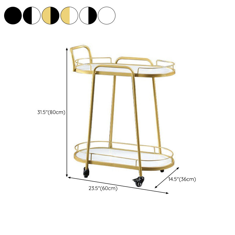 Contemporary Oval Prep Table Rolling Metal Prep Table for Kitchen