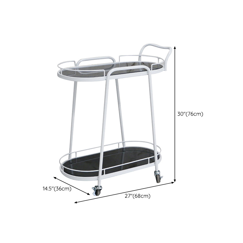 Modern Style Oval Prep Table Rolling Metal Prep Table for Kitchen