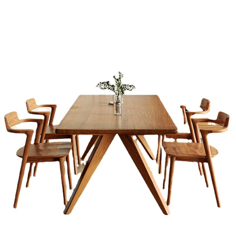Rectangle Double Base Dining Table Medieval Modern Style Wood Table for Kitchen