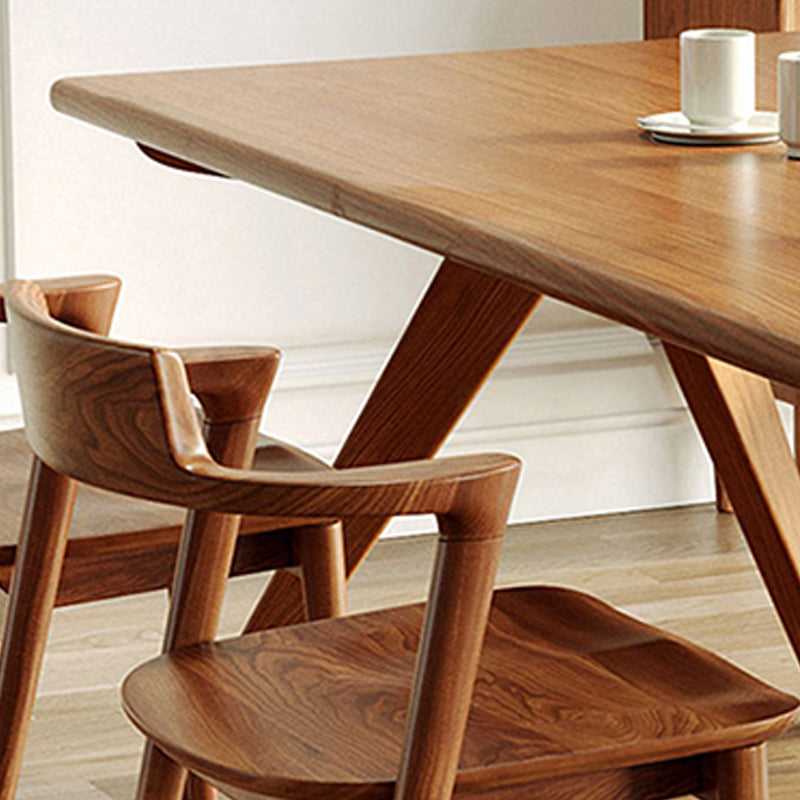Rectangle Double Base Dining Table Medieval Modern Style Wood Table for Kitchen