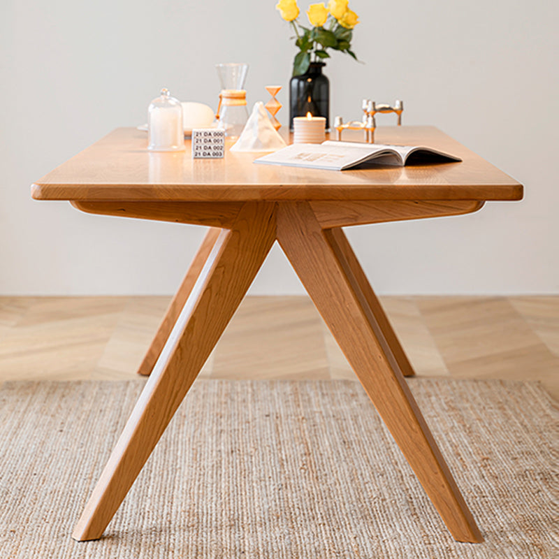 Rectangle Double Base Dining Table Medieval Modern Style Wood Table for Kitchen