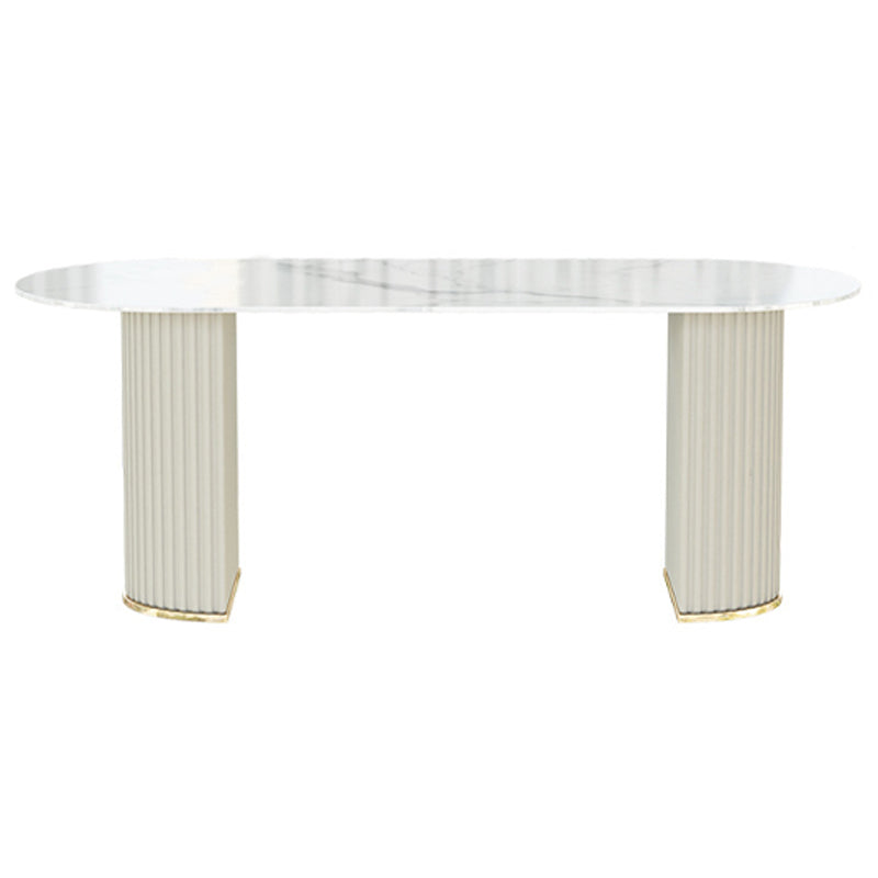 Modern Double Pedestal Dining Table Stone Table for Dining Room Kitchen