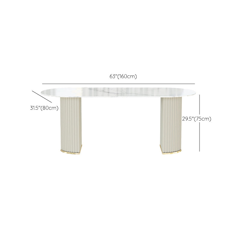 Modern Double Pedestal Dining Table Stone Table for Dining Room Kitchen