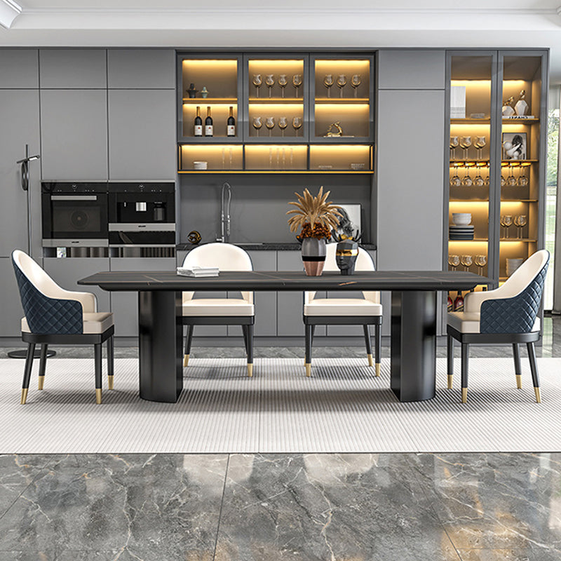 Modern Sintered Stone Dining Table Double Pedestal Table for Home Use