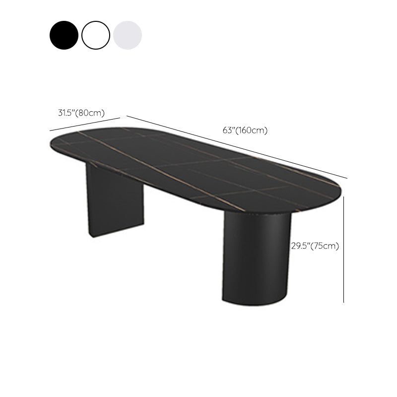 Modern Sintered Stone Dining Table Double Pedestal Table for Home Use
