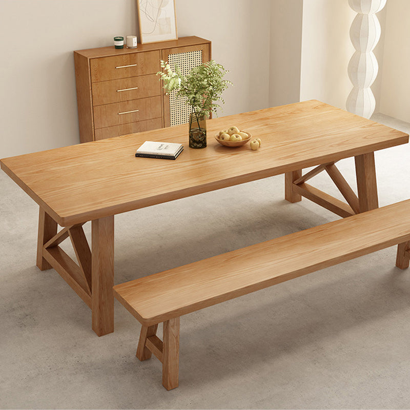 Glam Style Wood Dining Table Rectangle Table with Wood Legs for Kitchen