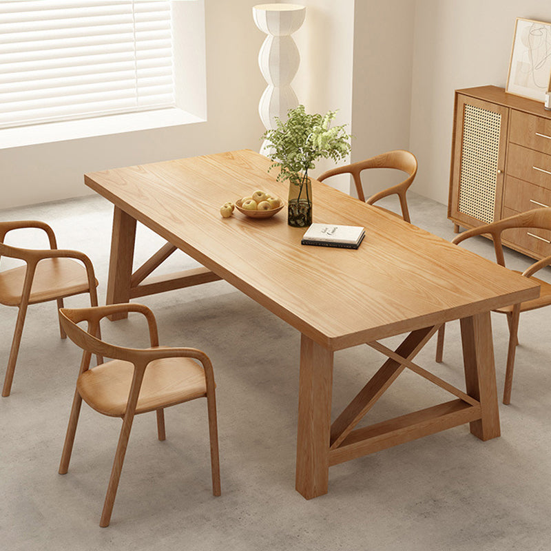 Glam Style Wood Dining Table Rectangle Table with Wood Legs for Kitchen