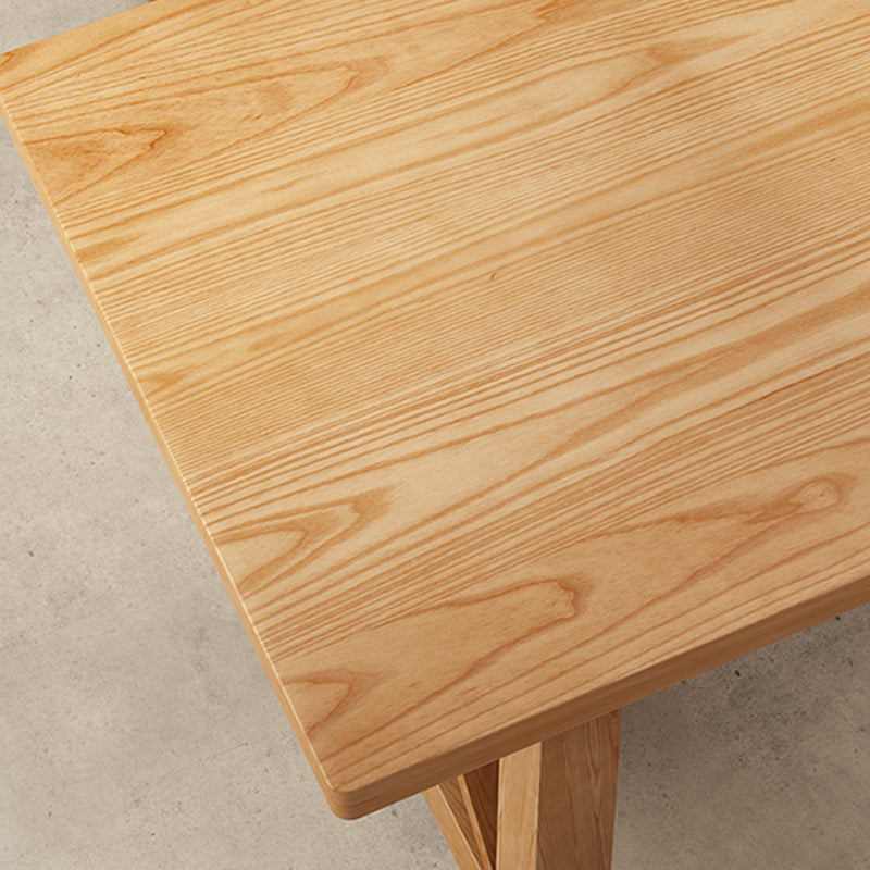 Glam Style Wood Dining Table Rectangle Table with Wood Legs for Kitchen