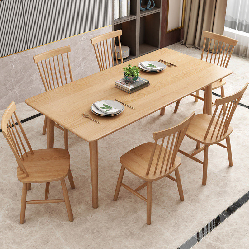 Glam Style Wooden Dining Table Rectangle Table with Wood Legs for Kitchen