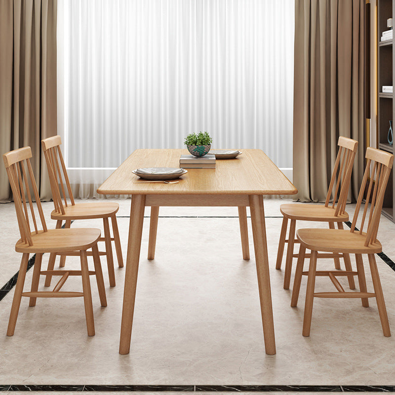 Glam Style Wooden Dining Table Rectangle Table with Wood Legs for Kitchen