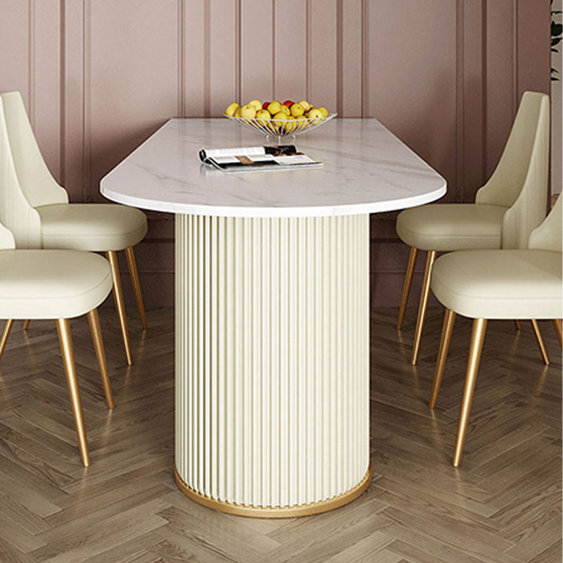 Modern Sintered Stone Dining Table Double Pedestal Table for Dining Room