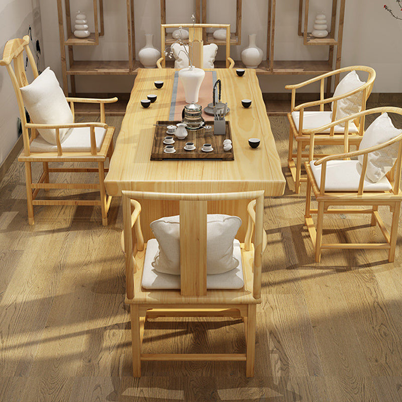 Glam Wooden Dining Table Rectangle Table with Wood Legs for Kitchen