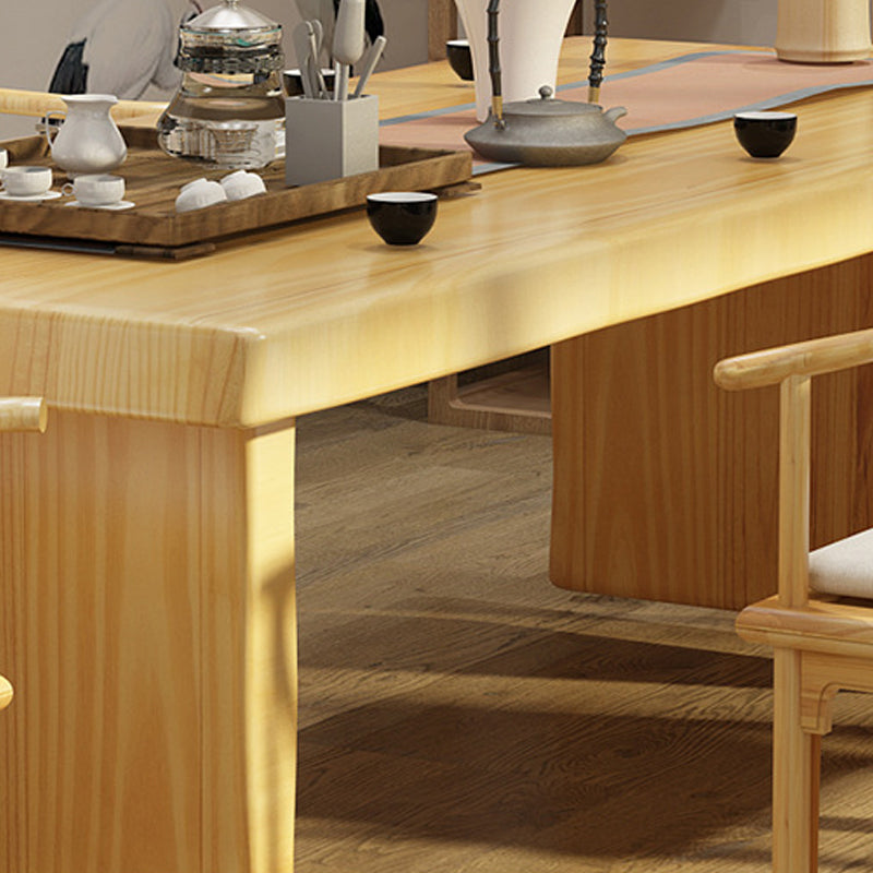 Glam Wooden Dining Table Rectangle Table with Wood Legs for Kitchen