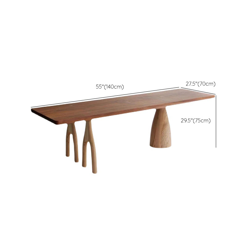Rectangle 3 Legs Dining Table Medieval Modern Style Pine Wood Table for Kitchen
