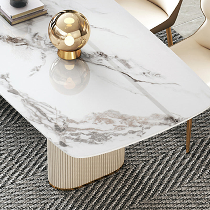 Modern Sintered Stone Table Dining Rectangle Table with Metal Legs for Kitchen