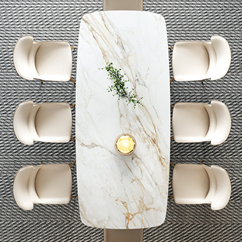Modern Sintered Stone Table Dining Rectangle Table with Metal Legs for Kitchen