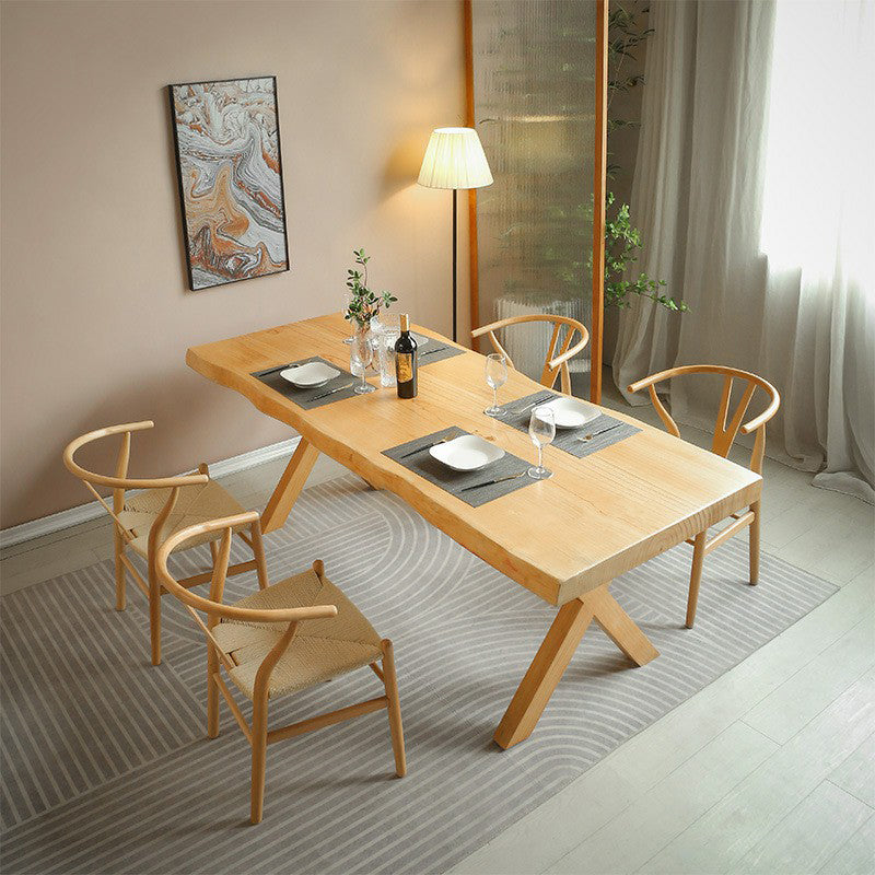 Contemporary Solid Wood Dining Table Double Pedestal Dining Table