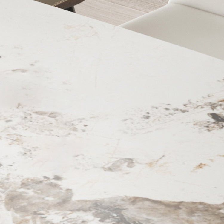 Industrial Style Sintered Stone Table Dining Rectangle Table with Metal Legs for Kitchen
