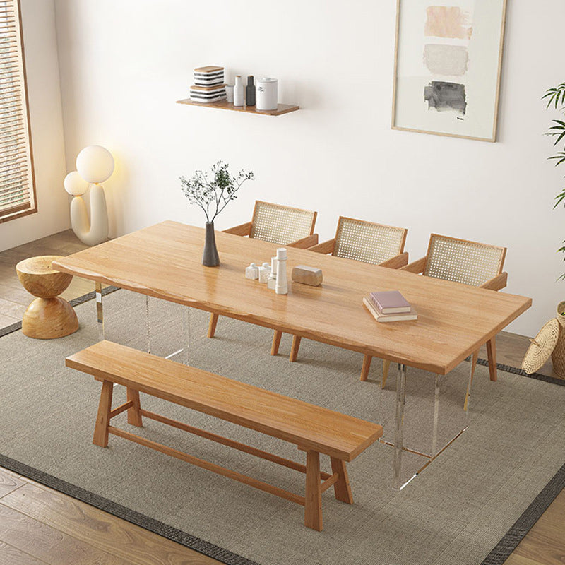 Rectangle Double Pedestal Dining Table Modern Wood Table for Living Room