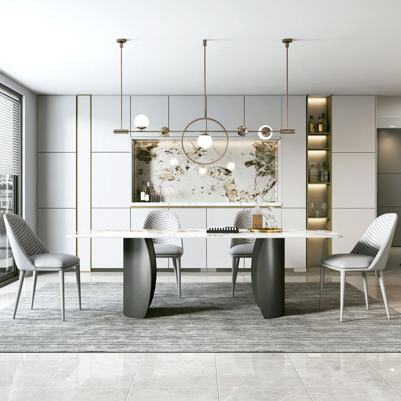 Modern Sintered Stone Table Dining Rectangle Table with Metal Legs for Home Use