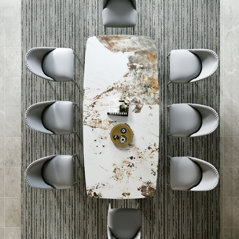 Modern Sintered Stone Table Dining Rectangle Table with Metal Legs for Home Use