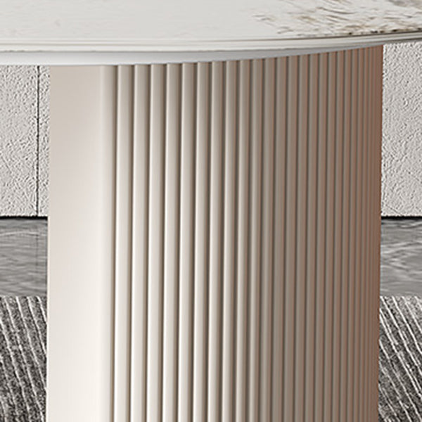 Glam Sintered Stone Table Dining Oval Table with Metal Legs for Home Use