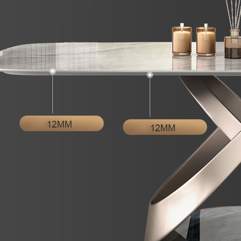 Modern Style Sintered Stone Table Dining Rectangle Table with Metal Legs for Home Use
