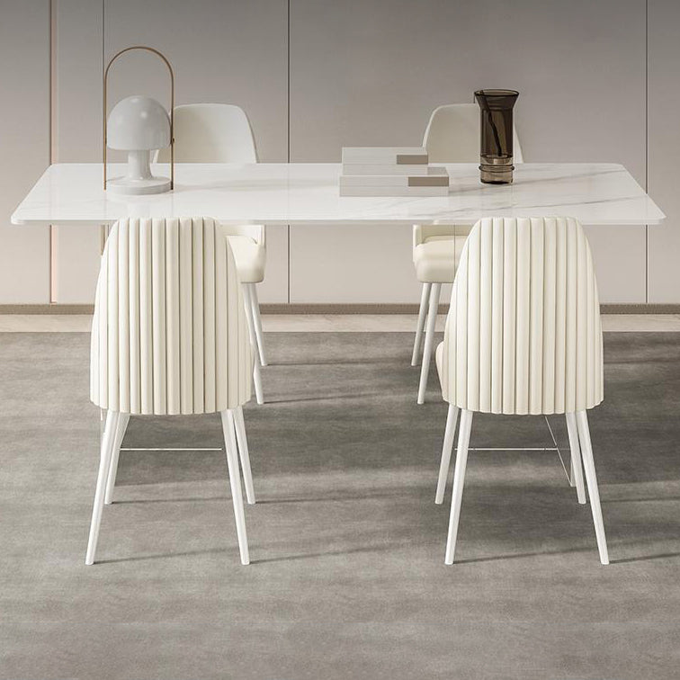 Modern Sintered Stone Dining Table Acrylic Dining Table with Double Pedestal Base