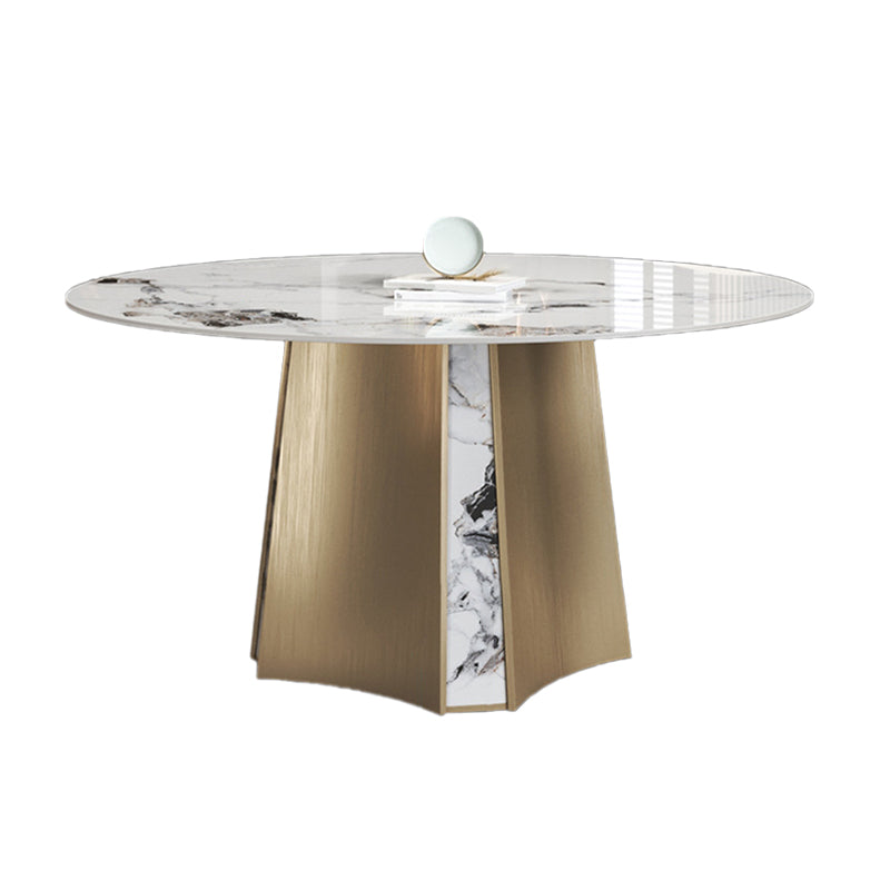 Modern Dining Sintered Stone Table Dining Round Table with Metal Legs for Home Use