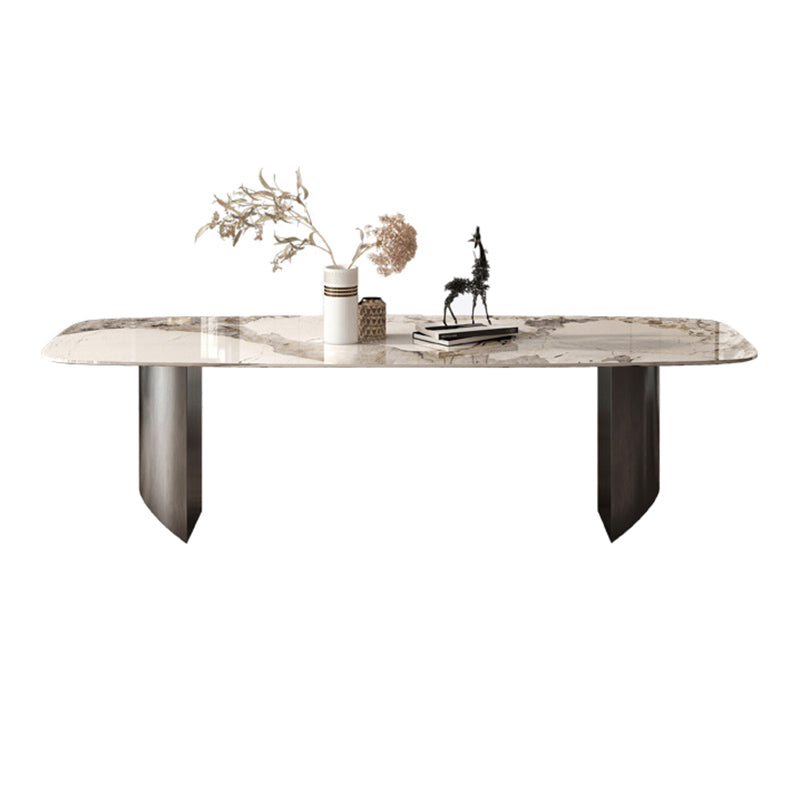 Modern Dining Sintered Stone Table Dining Rectangle Table with Metal Legs for Home Use